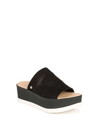 Black Chunky Suede Flat Sandals