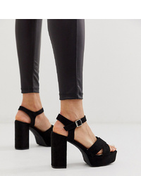 Glamorous Black Platform Heeled Sandals