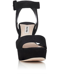 Miu Miu Suede Ankle Strap Platform Sandals