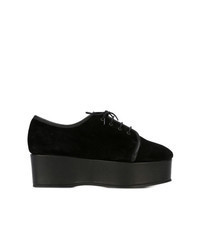 Black Chunky Suede Oxford Shoes