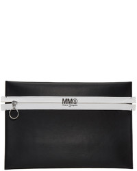 MM6 MAISON MARGIELA Black Faux Leather Zip Pouch