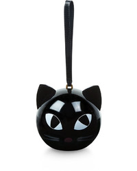 Lulu Guinness Black Kooky Cat Orb Clutch