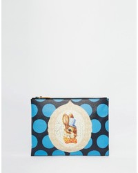 Vivienne Westwood Clutch Bag With Bunny Rabbit In Blue