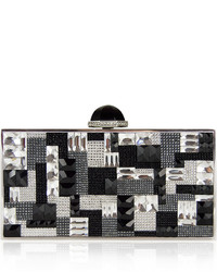 Judith Leiber Couture Perfect Rectangle Crystal Clutch Bag Silver Multi