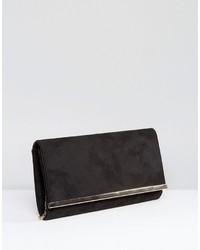 Carvela Dylan Rectangle Envelope Clutch With Metal Bar In Black