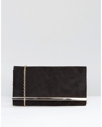 Carvela Dylan Rectangle Envelope Clutch With Metal Bar In Black