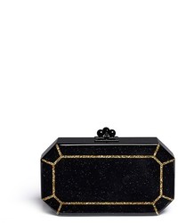 Edie Parker Fiona Faceted Glitter Acrylic Clutch
