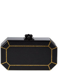 Edie Parker Fiona Outlined Faceted Shimmer Acrylic Clutch Bag