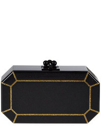 Edie Parker Fiona Outlined Faceted Shimmer Acrylic Clutch Bag