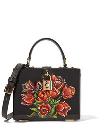 Dolce & Gabbana Leather Trimmed Painted Wood Clutch Black