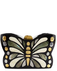 Rafe Mariposa Butterfly Minaudiere Clutch Bag Black