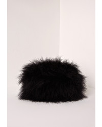 Missguided Feather Clutch Bag Black