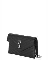 Saint Laurent Quilted Monogram Grained Leather Bag