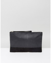 Miss KG Thea Black And Pewter Clutch With Wristlet
