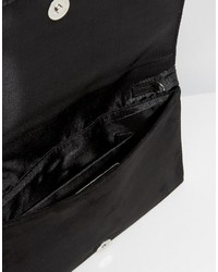 Miss KG Twist Bow Clutch In Black Suedette