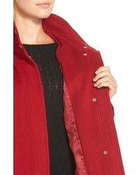 Ellen Tracy Belted Long Wool Blend Coat With Detachable Hood