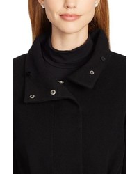 Lauren Ralph Lauren Belted Wool Blend Stand Collar Coat With Faux Fur Trim