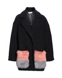 ANNE VEST Berri Wool Blend Coat With Genuine Shearling Pockets