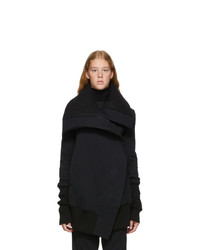 Ann Demeulemeester Black Asymmetrical Zip Jersey Coat