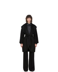 Women's Black Coat, Grey Turtleneck, Grey Plaid Midi Skirt, Black ...