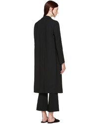 Calvin Klein Collection Black Crepe Belted Kred Coat