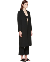 Calvin Klein Collection Black Crepe Belted Kred Coat