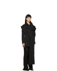 Yohji Yamamoto Black Deconstructed Shoulder Asymmetrical Coat