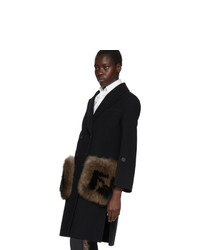 Fendi Black Ff Fur Pockets Coat
