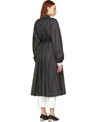 Lemaire Black Pleated Nylon Overcoat