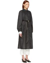 Lemaire Black Pleated Nylon Overcoat