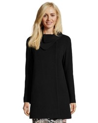 Cinzia Rocca Black Wool And Cashmere Blend Envelope Collar Coat