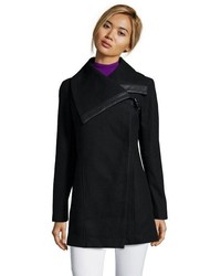 Sam Edelman Black Wool Asymmetrical Toggle Coat