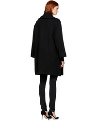 Balmain Black Wool Belted Coat