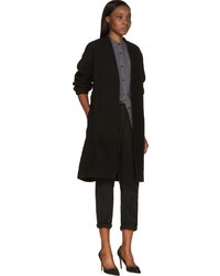 Isabel Marant Black Wool Belted Terry Coat