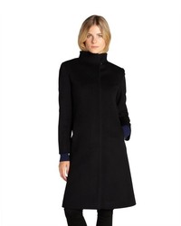 Cinzia Rocca Black Wool Cashmere Standing Collar Long Coat