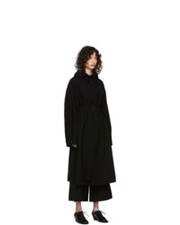 Regulation Yohji Yamamoto Black Wool Hooded Coat