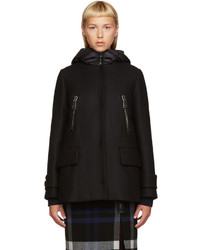 Moncler Black Wool Layered Coat