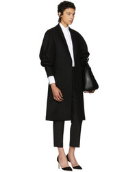 Victoria Beckham Black Wool Raglan Coat