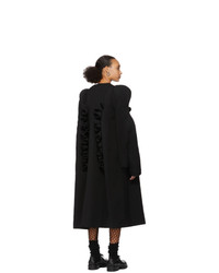 Comme des Garcons Black Wool Sculpted Shoulder Ruffles Coat