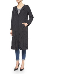 Eileen Fisher Bonded Snap Front Long Coat