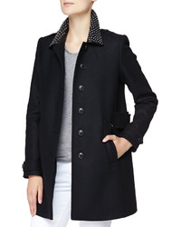 Burberry Brit Studded Collar Wool Coat With Zip Pockets