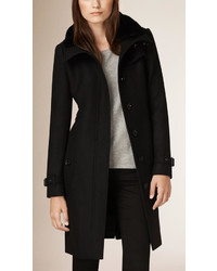 Burberry Brit Wool Cashmere Coat With Detachable Shearling Collar
