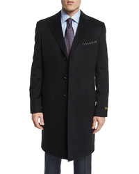 Neiman Marcus Cashmere Long Car Coat Black