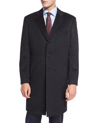 Neiman Marcus Cashmere Three Button Long Coat Black