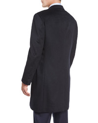 Neiman Marcus Cashmere Three Button Long Coat Black