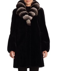 GORSKI Chinchilla Collar Belted Mink Stroller Coat