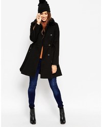 Asos Collection Skater Coat With Faux Fur Collar