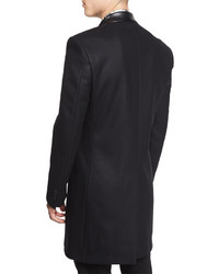 Versace Collection Wool Button Down Top Coat Black