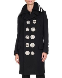 Givenchy Crystal Button Double Breasted Coat Black