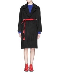 Cynthia Xiao Braided Paracord Belt Oversize Patchwork Coat